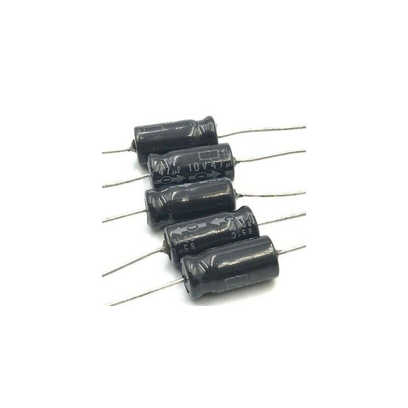47UF 10V AXIAL ELECTROLYTIC CAPACITOR QTY:5