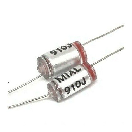 910pF 160V 5% Axial Polystyrene Capacitor Mial QTY:2