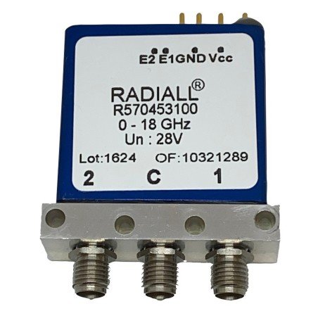 R570453100 Radiall Coaxial Switch 0-18Ghz 28V SMA(F) SPDT Self Cut Off Latching