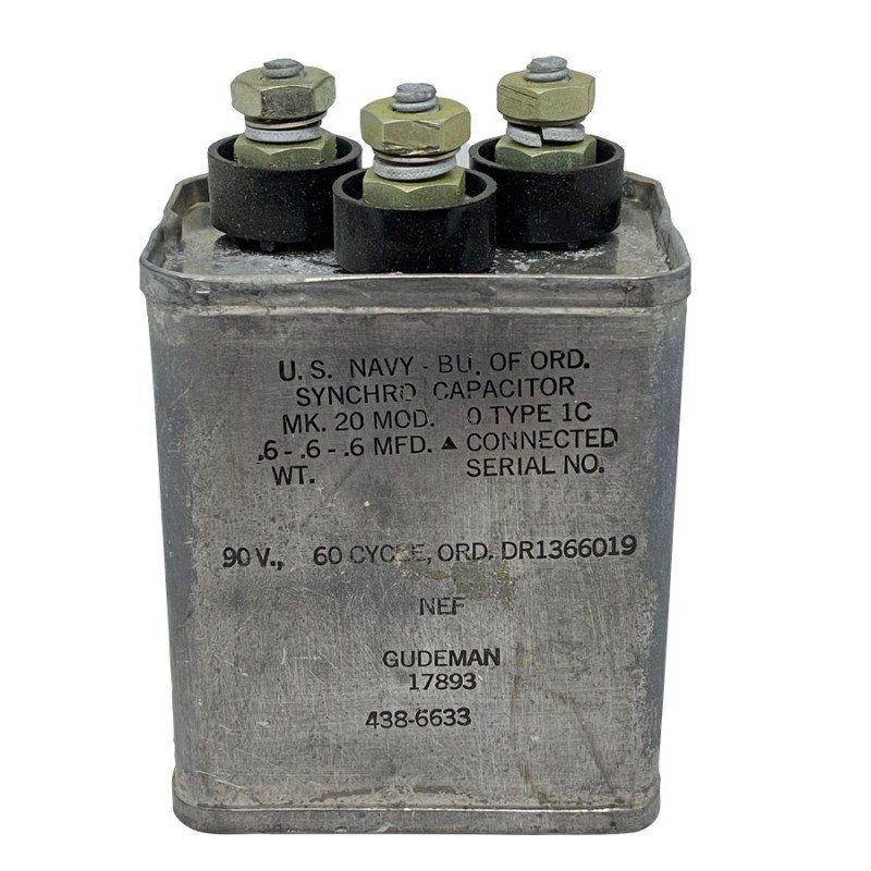 3X 0.6UF 90VAC Paper in Oil Synchro Capacitor PIO Bolt Mount GUDEMAN