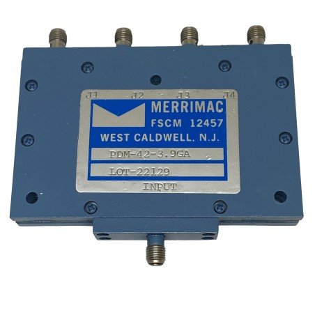 MERRIMAC PDM-42-3.9GA Power Splitter Combiner 3.7-4.2GHZ 50Ohm 4 WAY SMA