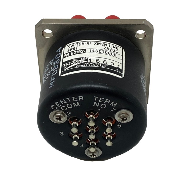 28V SP6T SMA 6 WAY COAXIAL SWITCH 82152-146C70600 TRANSCO 5985-00-005-2503