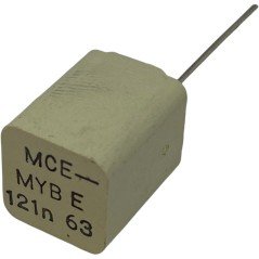 0.121uF 121nF 63V 1% Radial Film Capacitor MYB MCE
