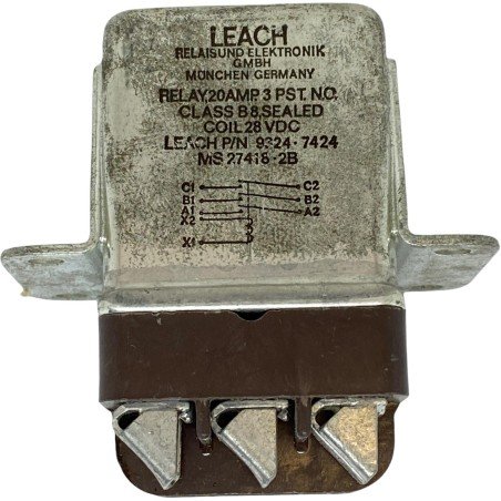 9324-7424 MS27418-2B Leach Electromechanical Relay 28VDC 160Ohm 25A 3PST-NO