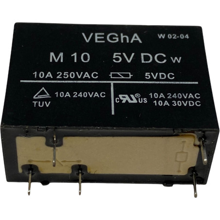 M10-5VDC Vegha 5 Pin Relay 5Vdc/10A  240Vac/10A 30Vdc/10A