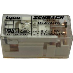 RX424012 SCHRACK 12VDC 274Ohm 15A DPDT 2-1415504-1