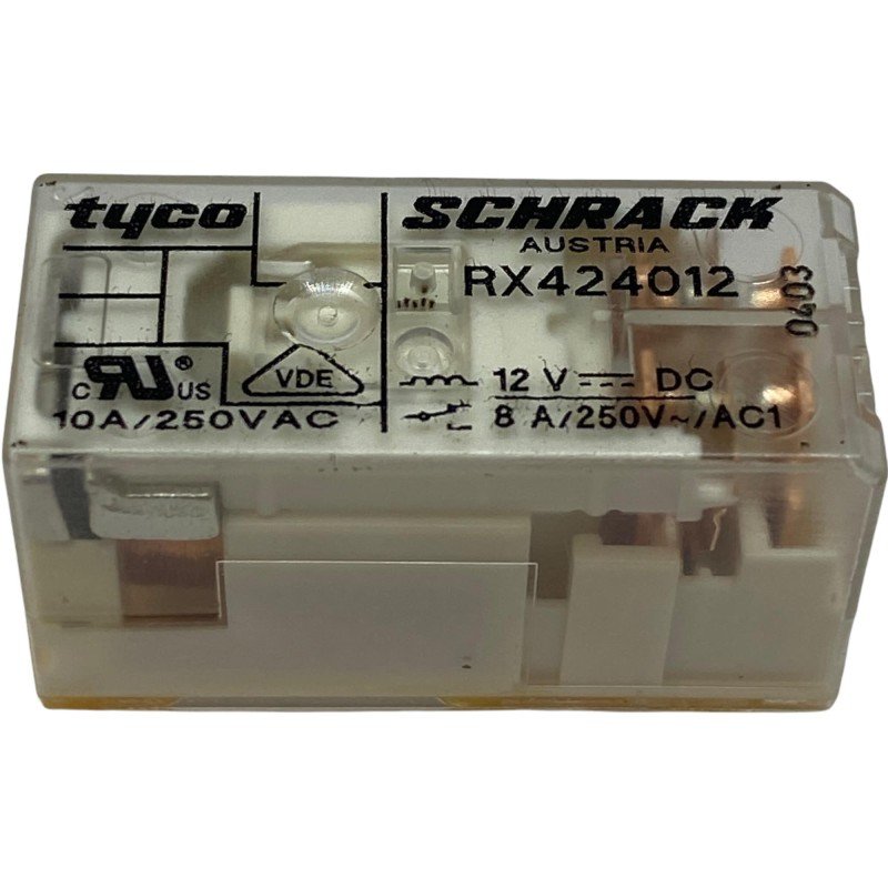 RX424012 SCHRACK 12VDC 274Ohm 15A DPDT 2-1415504-1