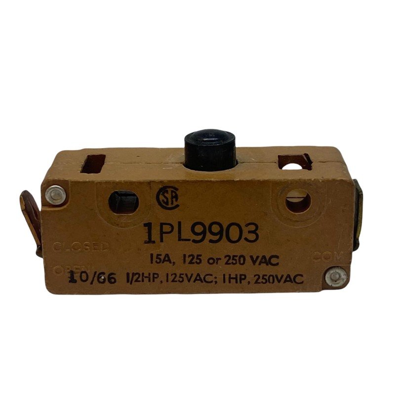 1PL9903 Honeywell SPST Snap Action Pushbutton Microswitch 125/250Vac 15A