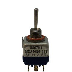 MS24656-211 DPDT ON-OFF-ON Toggle Switch 5A/28Vdc