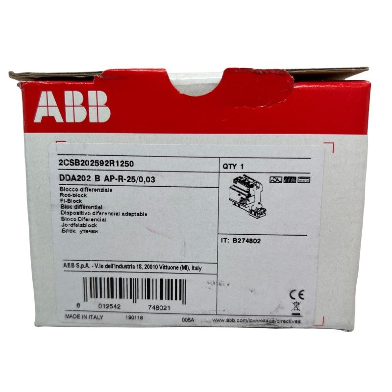 ABB 2CSB202592R1250 DDA202 B-25/0,03 25A 2P Differential Block RCD Switch Circuit Breaker