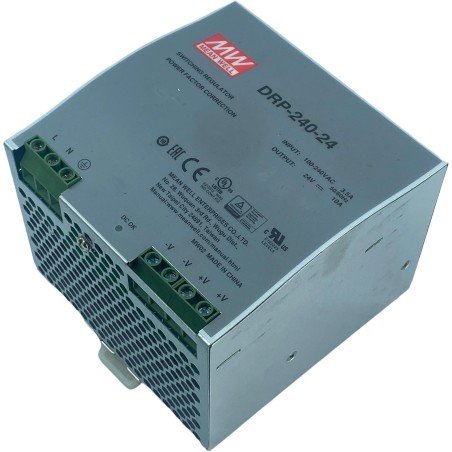 DRP-240-24 Mean Well Switching Regulator Power Supply IN:100-240Vac/3.5A Out:24Vdc/10A