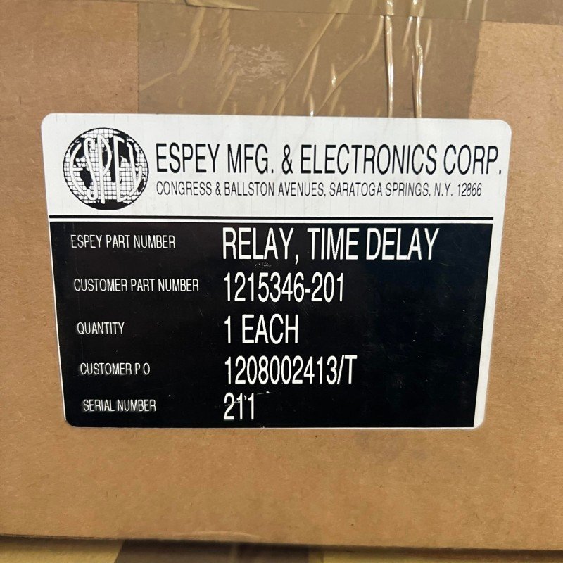 69271 Espey MFG 1215346-201 Time Delay Relay 5945-01-494-0390