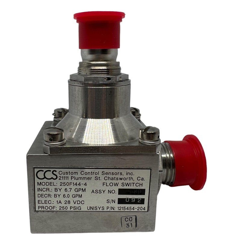 250F144-4 1215454-204 CCS Flow Switch 250PSIG 28V Incr:6.7GPM Decr:6.0GPM