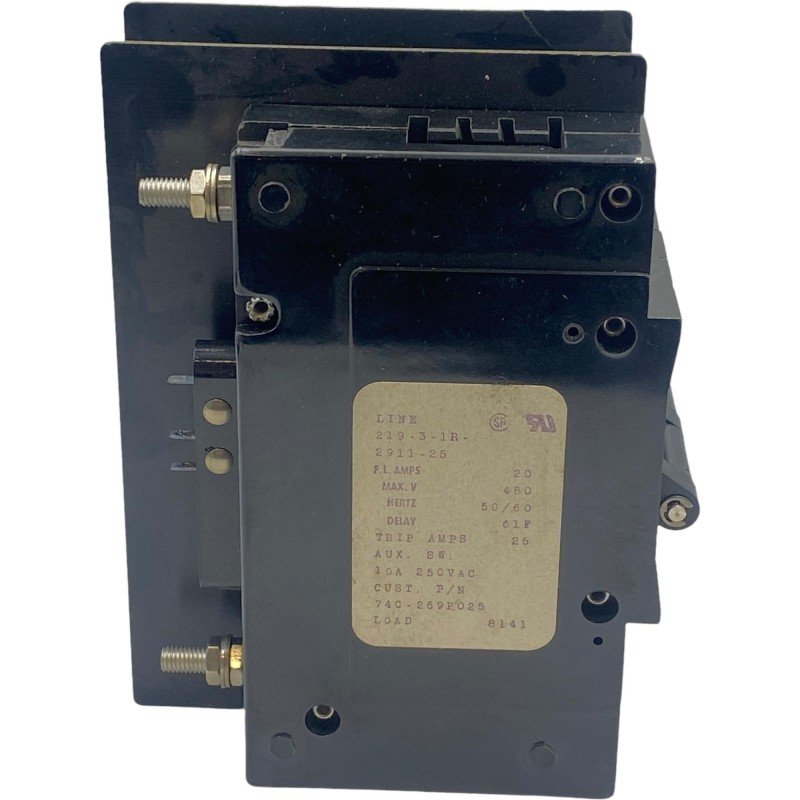 219-3-1R-2911-25 Airpax 3 Pole Circuit Breaker 20A/480V 50/60Hz