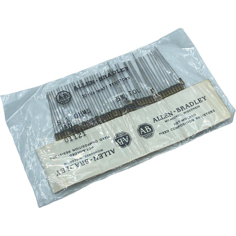 5.1Ohm 5R1 1/4W 0.25W 5% Axial Fixed Carbon Resistor RCR07C5R1JS Allen Bradley Qty:33