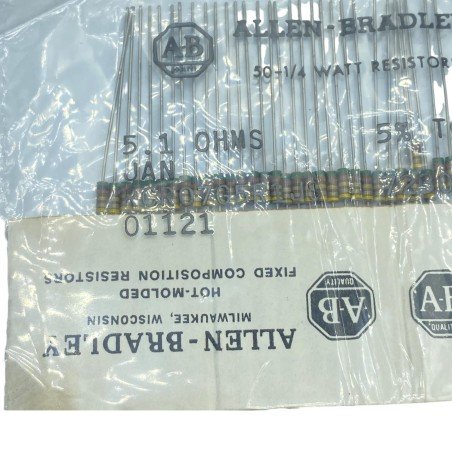 5.1Ohm 5R1 1/4W 0.25W 5% Axial Fixed Carbon Resistor RCR07C5R1JS Allen Bradley Qty:33