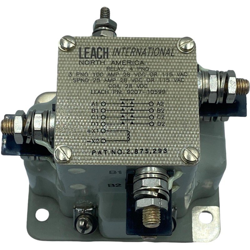 9207-10599 Power Electromagnetic Leach Relay 28Vdc 5945-01-493-5969 1215448-201