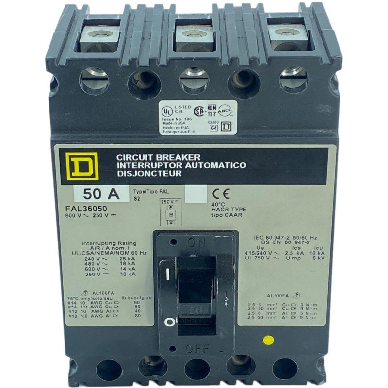FAL36050 Square D 3 Pole Circuit Breaker 50A 600V