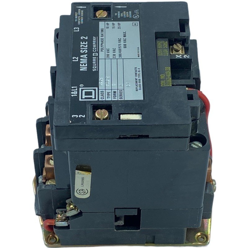 8502 SDO-2 Square D Size 2 Magnetic Contactor 120V/60Hz 110V/50Hz