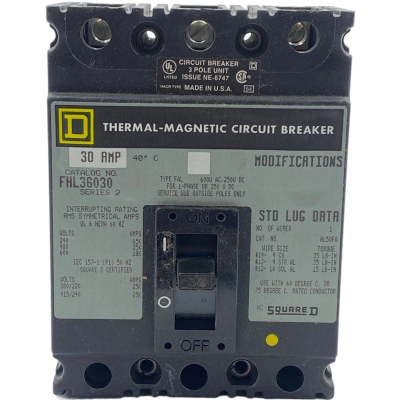 FHL36030 Square D Circuit Breaker 600V 30A