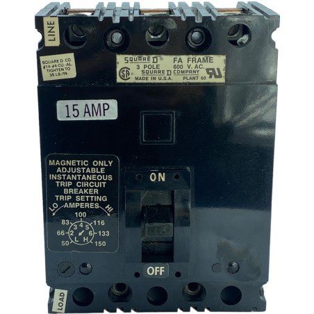 FAL36015-13M Square D 3 Pole Circuit Breaker 15A