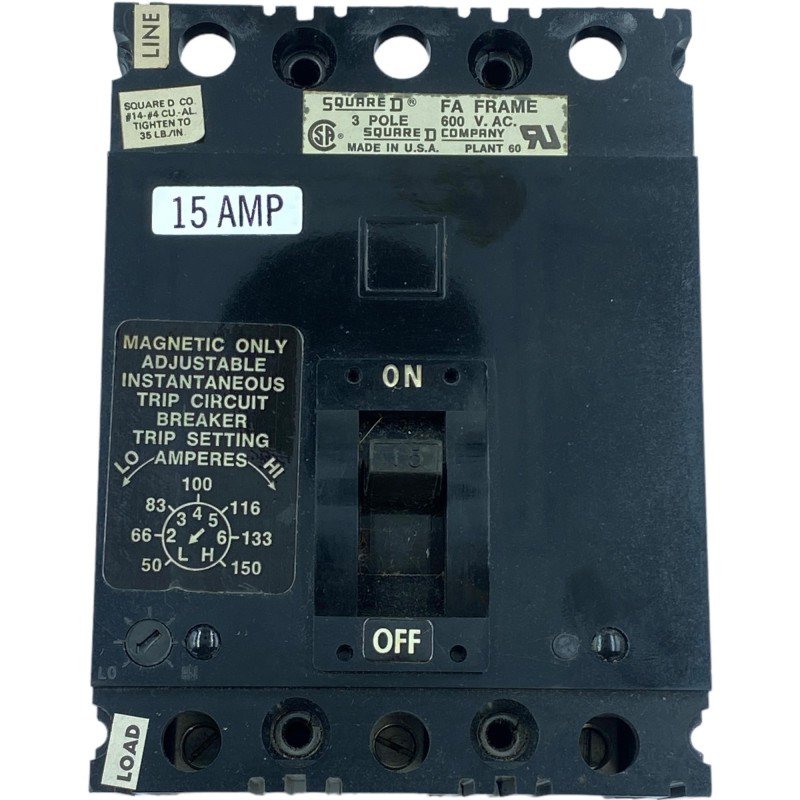 FAL36015-13M Square D 3 Pole Circuit Breaker 15A