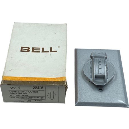 224-V Bell Square D Device MTD Cover Single Recept Vertical