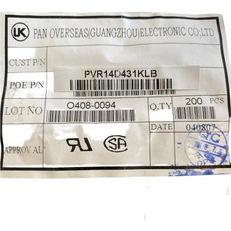 PVR14D431KLB Radial Lead Metal Oxide Varistor 275Vac/430V
