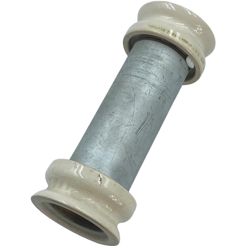 1000pF 1nF 20KV 10% Transmitting Capacitor Ceraver TGPA L:250mm D:100mm 45092 Used