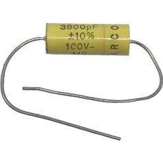 3.8nF 3800pF 100V 10% Axial Film Capacitor Arcotronics 17.5x6.5mm