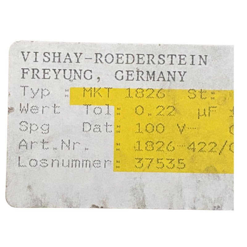 0.22uF 220nF 100V 5% Radial Polyester Film Capacitor MKT1826 Vishay 8x7x3.5mm Qty:5