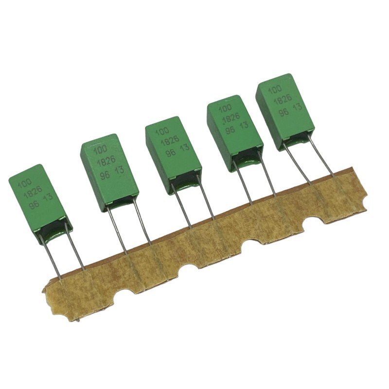 1uF 1000nF 100V 10% Radial Polyester Film Capacitor MKT1826 Vishay 12.5x7x7mm Qty:5