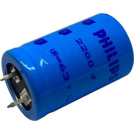 2200uF 63V Radial Electrolytic Capacitor Philips 40x25mm
