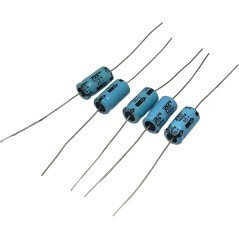 100uF 25V Axial Electrolytic Capacitor REC 16x8.25mm Qty:5