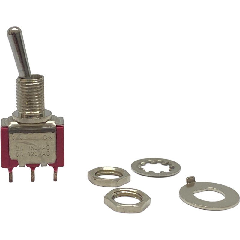 448-0747 RS SPDT Toggle Switch ON-ON 2A/250Vac 5A/125Vac Solder Terminal