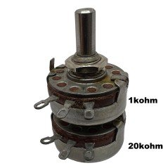 20KOHM+1KOHM 20K+1K METAL MILITARY LINEAR DOUBLE POTENTIOMETER ALLEN BRADLEY