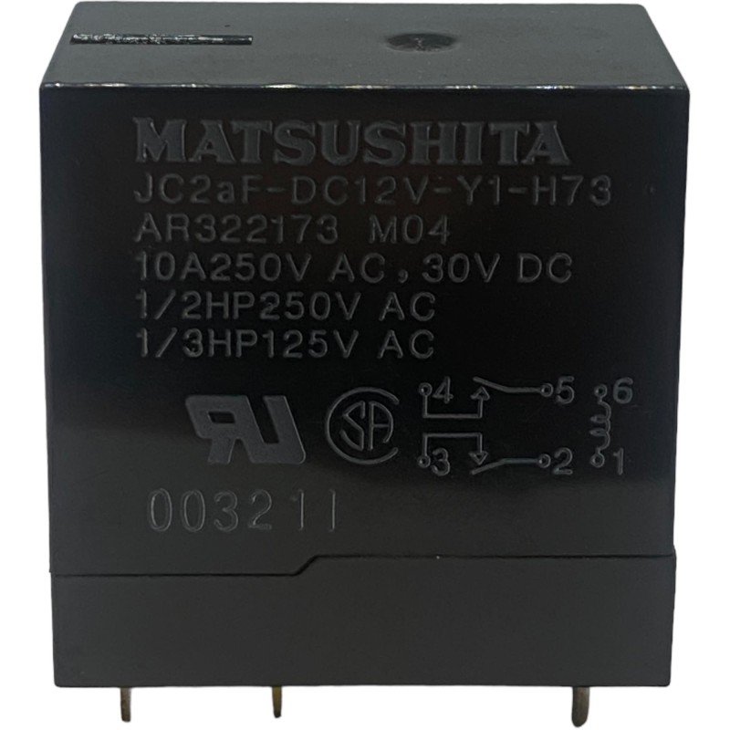 JC2AF-DC12V-Y1-H73 Matsushita DPST 6 Pin General Purpose Relay 12Vdc 250Vac/10A/30Vdc