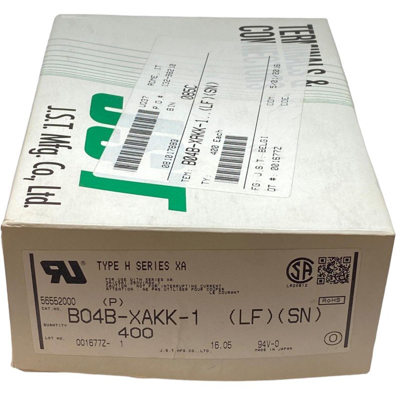 B04B-XAKK-1(LF)(SN) JST Disconnectable Crimp Style Connector Pitch 2.5mm Qty:400