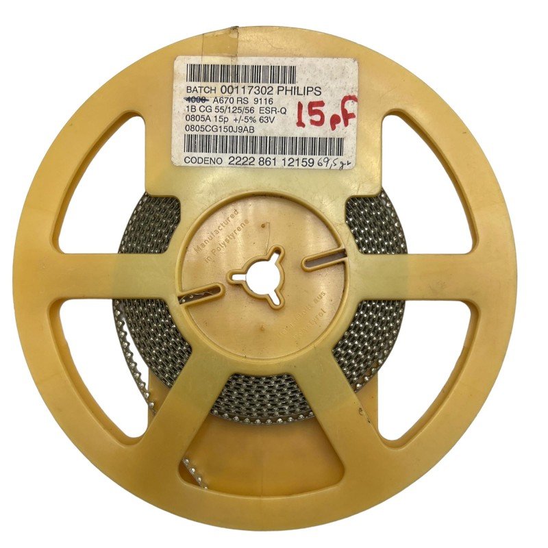 0805CG150J9AB Philips Multilayer Ceramic Capacitor SMD 15pf 5% 63V QTY:1000