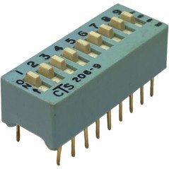 CTS-206-9 9 Position Dip Switch Blue 2.54mm Pitch 2 Row 16 Pin DIP Switch