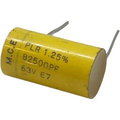 82.5nF 82500pF 63V 1.25% Radial Film Capacitor PLR MCE 22.25x12mm