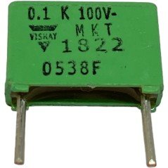 0.1uF 100nF 100V Radial Film Capacitor MKT1822 Vishay 12.85x8.85mm