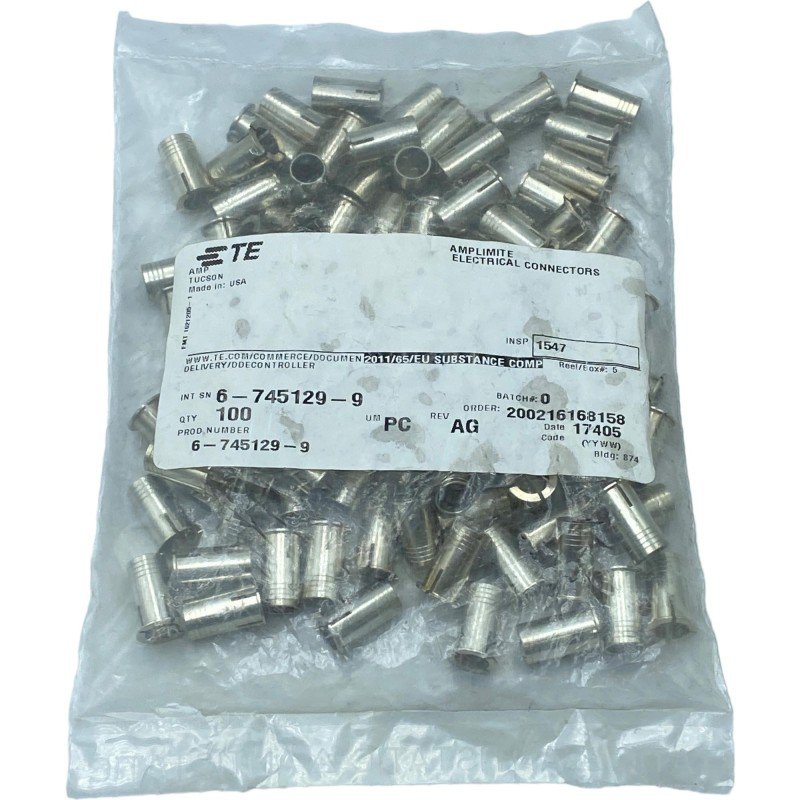 6-745129-9 TE Connectivity D Sub Connector Crimp Ferrule HDP-20 Series Qty:100