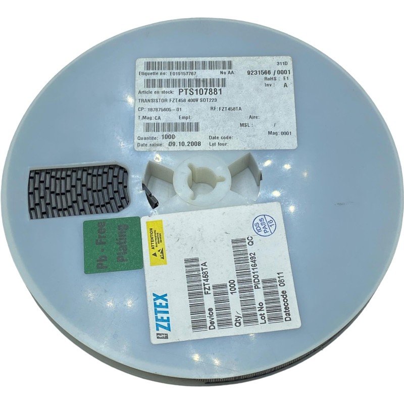 FZT458TA Zetex Silicon NPN Medium Power Transistor 400V SOT223 Qty:1000