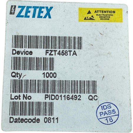 FZT458TA Zetex Silicon NPN Medium Power Transistor 400V SOT223 Qty:1000