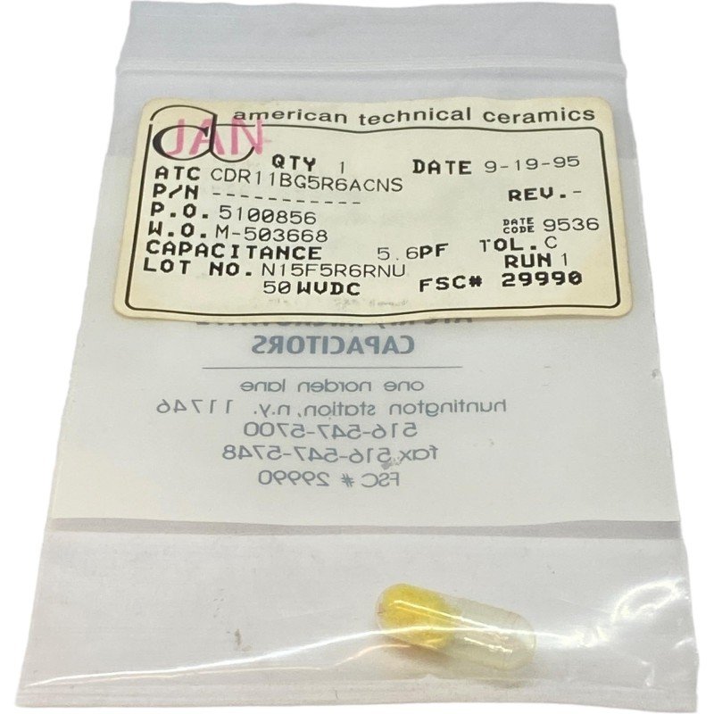 JAN CDR11BG5R6ACNS ATC SMD Ceramic Mil Spec Capacitor 5.6pF 50V