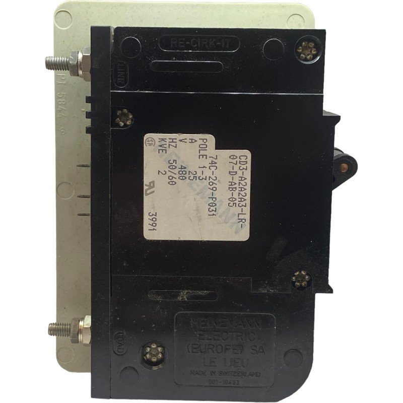 CD3-A2A2A3-LR-07-D-AB-05 Heinemann 3 Pole Circuit Breaker 25A/180V 50-60Hz 74C-269-P031