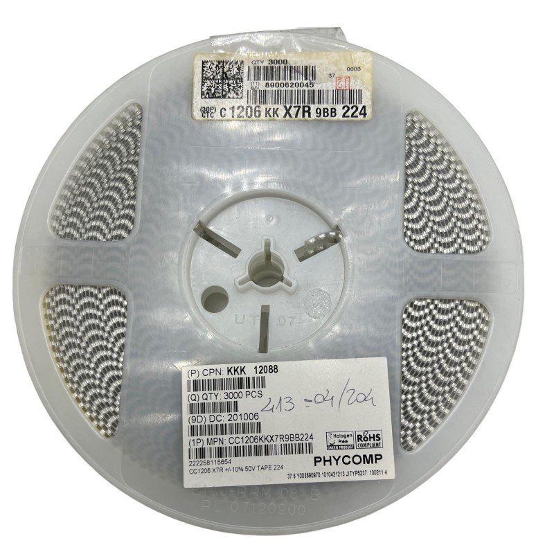 CC1206KKX7R9BB224 Phycomp Ceramic Capacitor 0.22UF 50V 10% SMD