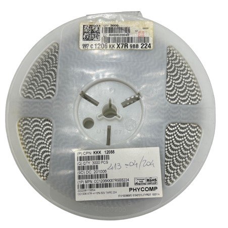 CC1206KKX7R9BB224 Phycomp Ceramic Capacitor 0.22UF 50V 10% SMD