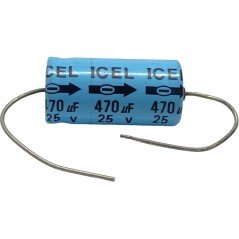 470uF 25V Axial Electrolytic Capacitor ICEL 26.5x13mm